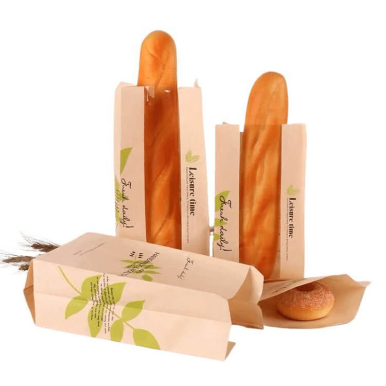 Bolsas de papel de pan de baguette con ventana