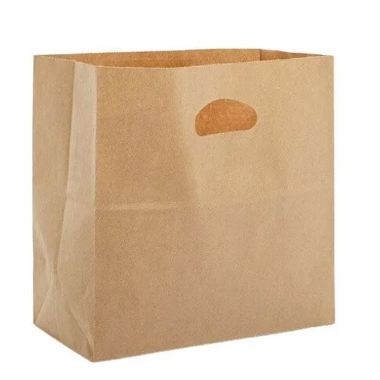 Bolsas de compras de papel kraft de mango troquelado