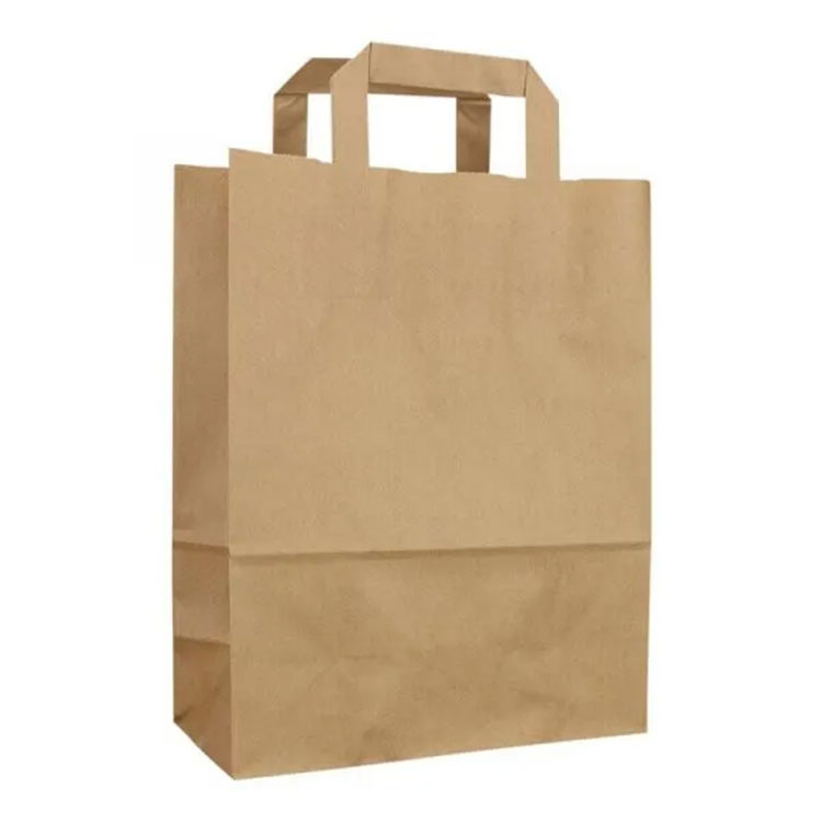 Bolsa de papel kraft con mango de papel plano