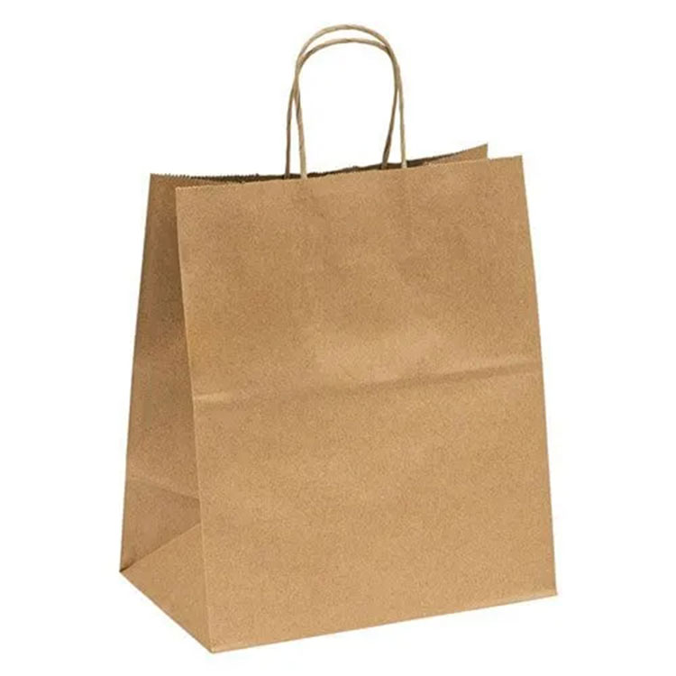 Bolsa de papel kraft con mango de papel retorcido